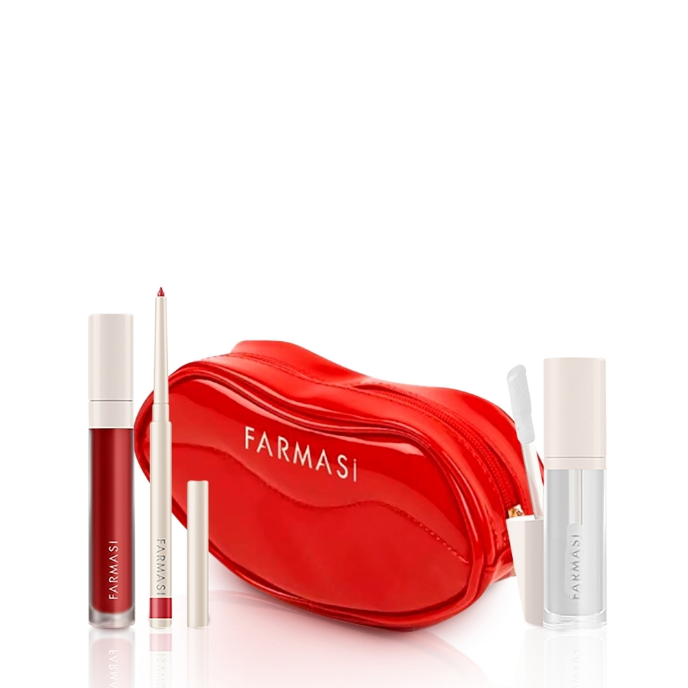 Chic Red Patent Lips Cosmetic ❤️ Makeup 🩷 Lipstick Bag By Farmasi NWOT - Picture 4 of 4